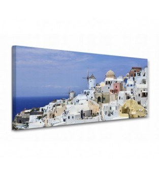 Grecja Santorini Panorama Obraz Na Płótnie 40x100