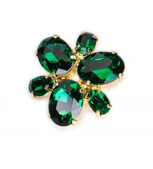 Broszka Złota Kryształ Zielona Emerald Kiara
