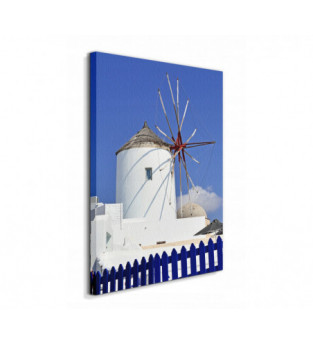 Grecja Santorini Wiatrak Płotek Obraz płótno 60x40