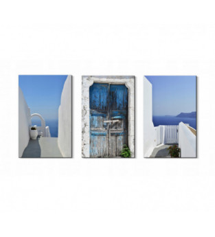 Santorini Kompozycja 3 Obrazy Na Płótnie 3x60x40cm